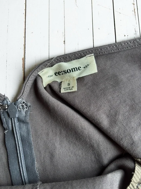 EE:Some Gray Wide Leg Overalls Small Cotton Blend Utility Jumpsuit Strappy Boho - Picture 5 of 15